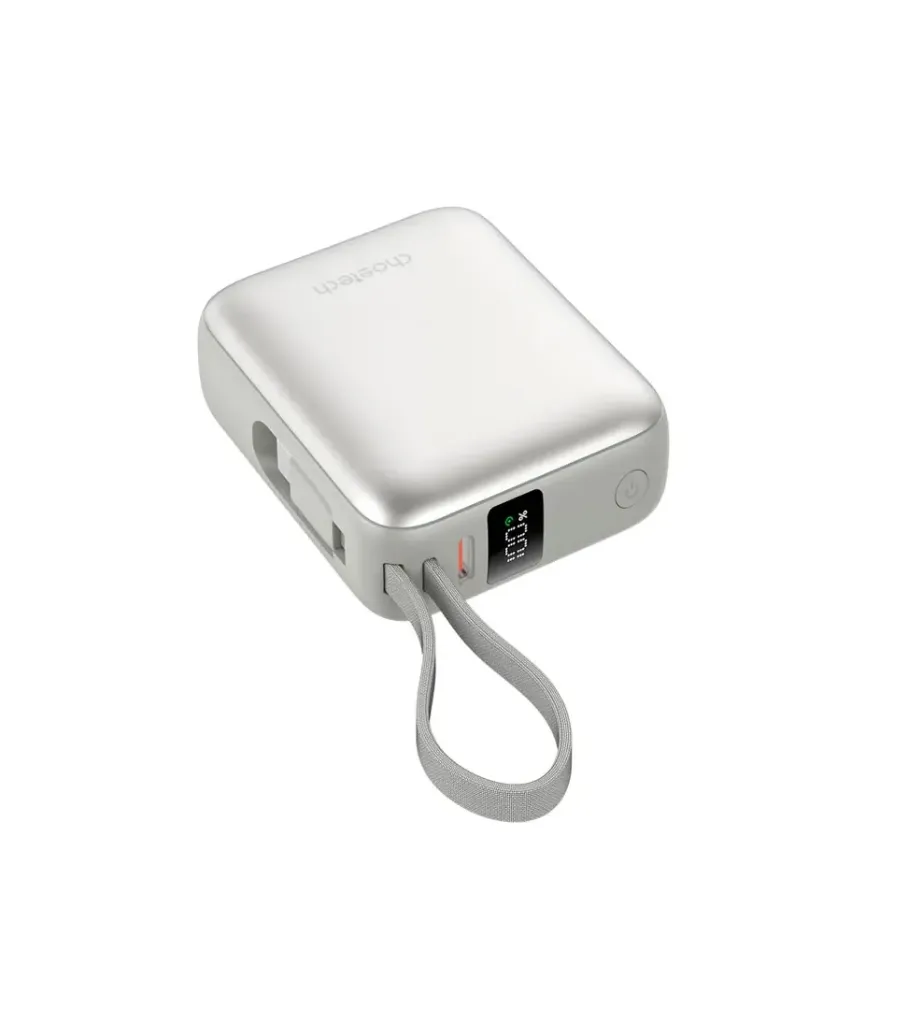 Choetech 10000mAh PD35W Digital Mini Power bank with built in Type-C cable
